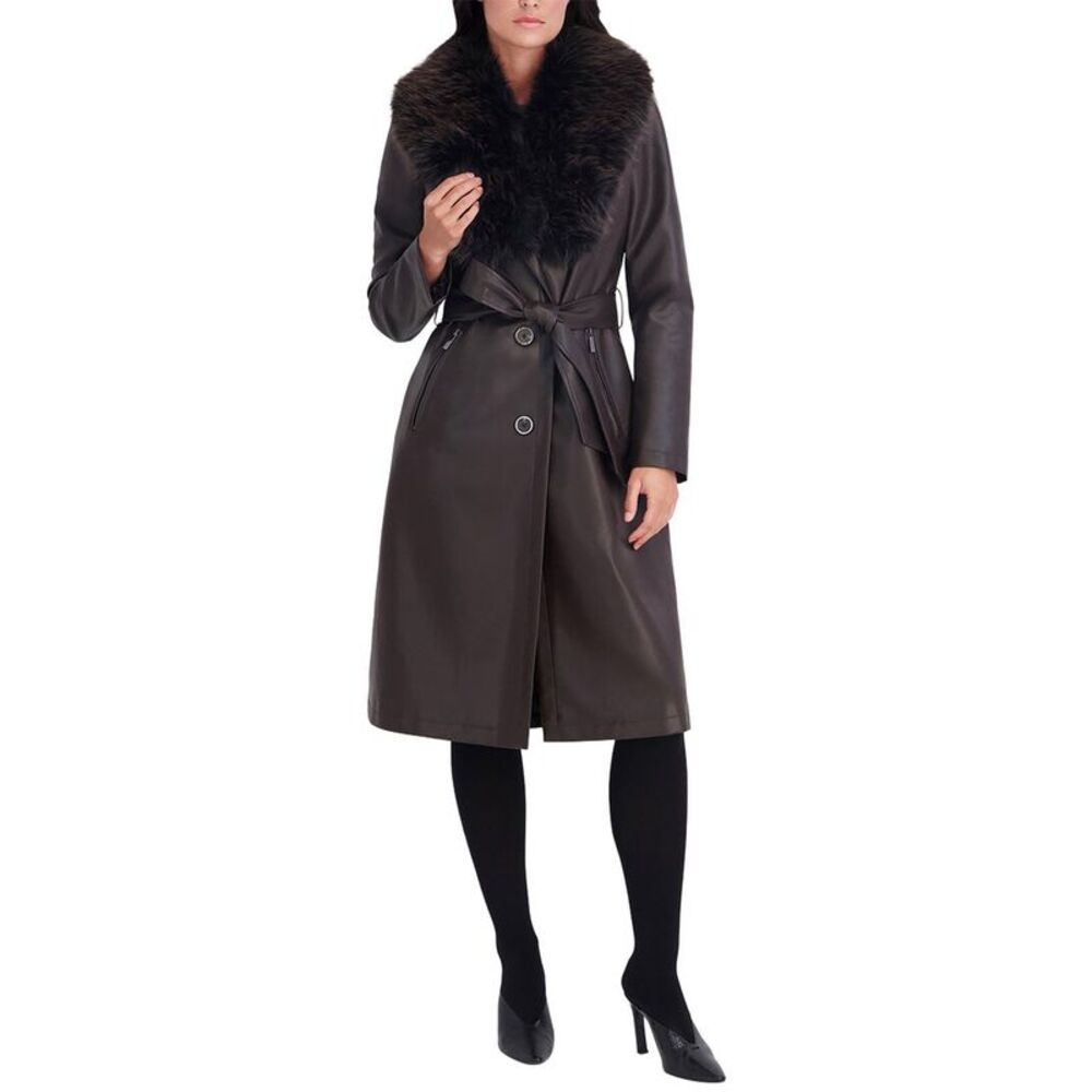 Kenneth Cole Womens Faux Leather Jacket